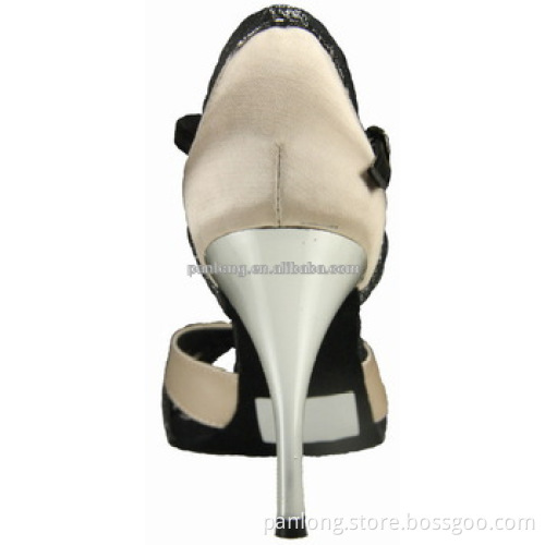 black and pink leather ladies 10cm heel tango dance shoes